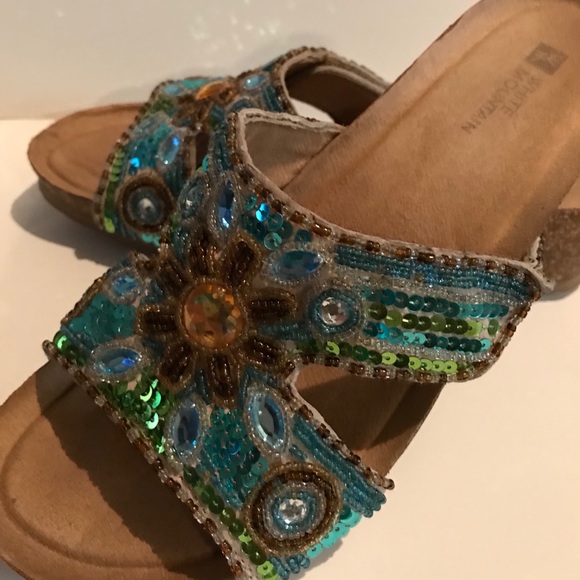 white mountain sequin sandals